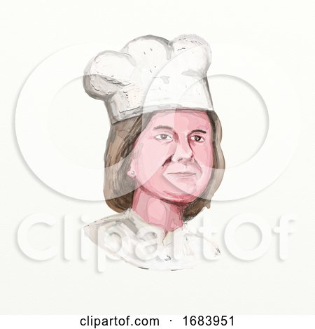 Female Chef Watercolor Painting by patrimonio