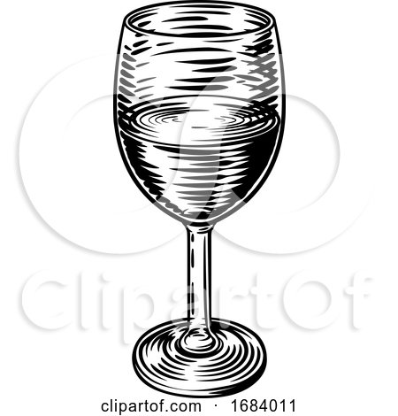 Wine Glass Vintage Woodcut Etching Engraving by AtStockIllustration