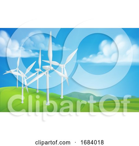Wind Turbines Generating Energy by AtStockIllustration