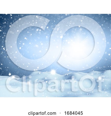 3D Christmas Background with Falling Snow by KJ Pargeter