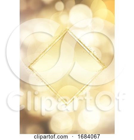 Glittery Gold Frame on a Bokeh Lights Background by KJ Pargeter