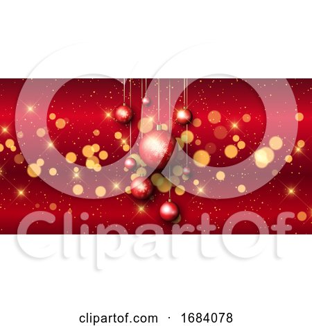Christmas Bauble Banner with Bokeh Lights by KJ Pargeter