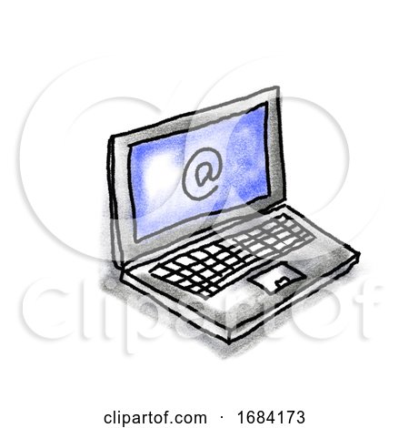 Laptop Computer E-mail Sign Drawing by patrimonio