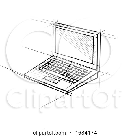 Laptop Computer Technical Drawing by patrimonio