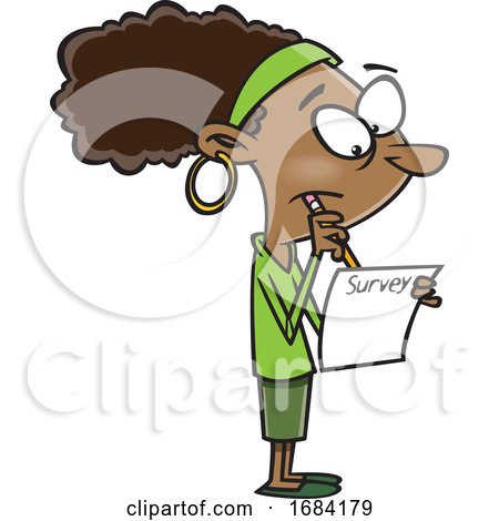Cartoon Black Woman Taking a Survey by toonaday
