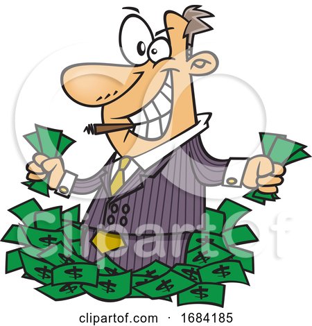 Cartoon Greedy Rich Businessman or Salesman by toonaday