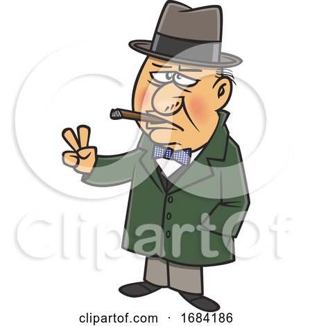 Cartoon Sir Winston Churchill Smoking a Cigar by toonaday