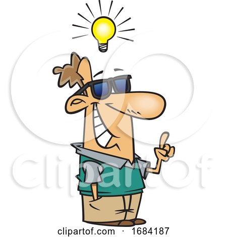Cartoon Cool Man with a Bright Idea by toonaday