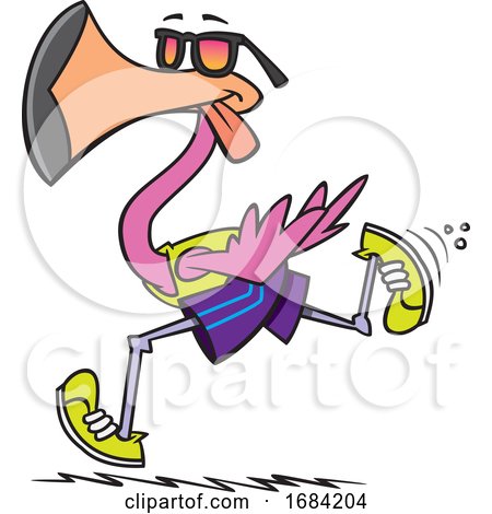 Cartoon Runner Flamingo by toonaday