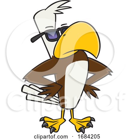 Cartoon Buff Cool Bald Eagle Wearing Sunglasses by toonaday
