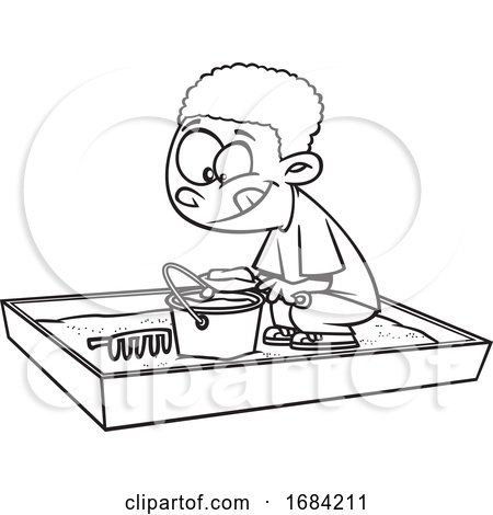 Lineart Boy Playing in a Sand Box by toonaday