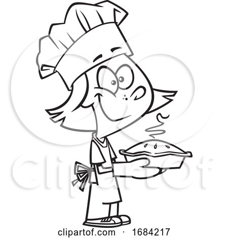 Lineart Chef Girl with a Fresh Pie by toonaday