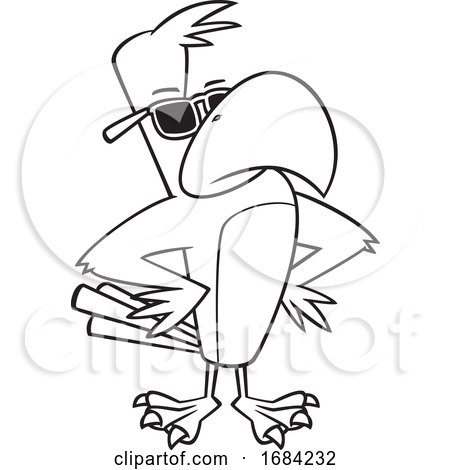 Lineart Buff Cool Bald Eagle Wearing Sunglasses by toonaday