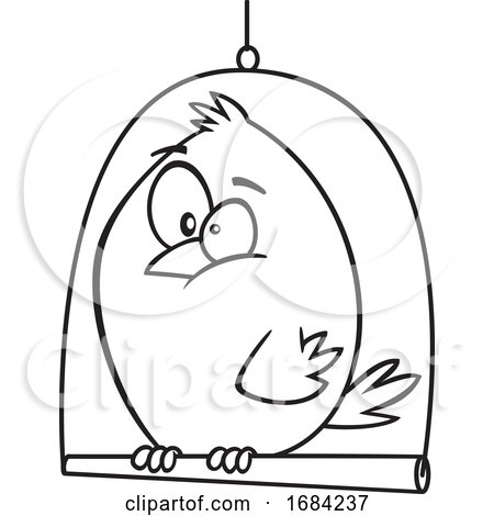 Lineart Canary Bird on a Swing by toonaday
