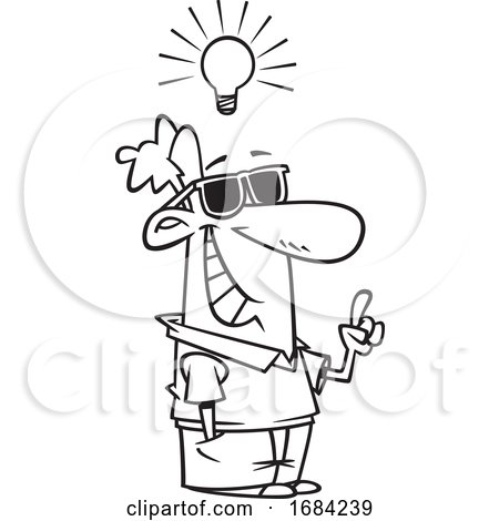 Lineart Cool Man with a Bright Idea by toonaday