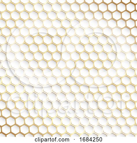 Decorative Gold and White Hexagonal Pattern Background by KJ Pargeter