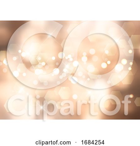 Gold Christmas Background with Bokeh Lights and Stars by KJ Pargeter