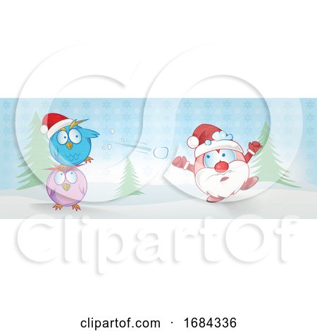 Owls Throwing a Snowball at Santa by Domenico Condello