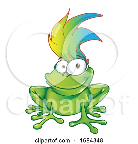 Smiling Frog with Cool Hair by Domenico Condello