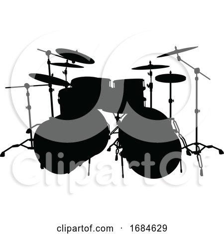 Drum Kit Musical Instrument Silhouette by AtStockIllustration