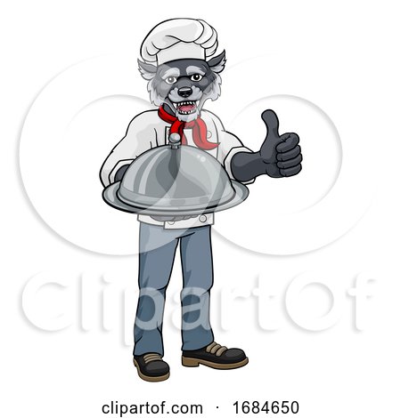 Wolf Chef Mascot Cartoon Character by AtStockIllustration