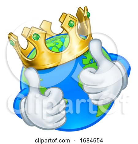 King Earth Globe World Mascot Cartoon Character by AtStockIllustration