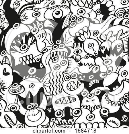 Black and White Doodle Pattern by Zooco