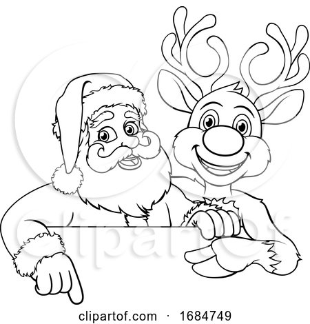 Santa Claus and Reindeer Christmas Cartoon by AtStockIllustration