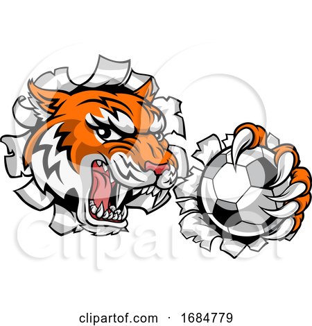 Tiger Soccer Football Player Animal Sports Mascot by AtStockIllustration