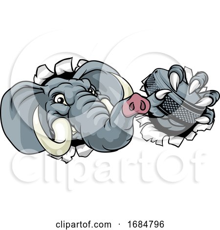 Elephant Ice Hockey Player Animal Sports Mascot by AtStockIllustration