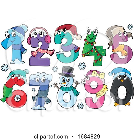 Winter Themed Number Characters by visekart