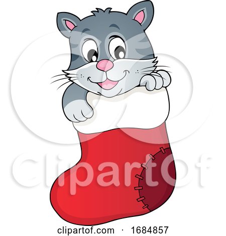 Christmas Cat in a Stocking by visekart