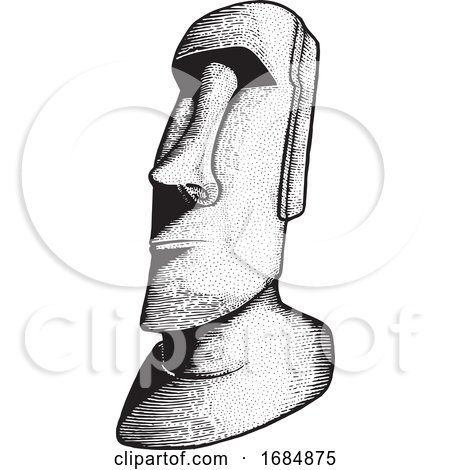 Black and White Sketched Moai Statue by Any Vector