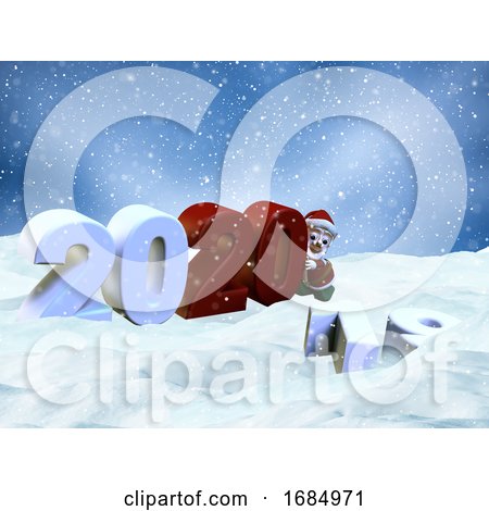 3D Snowy Landscape with Santa Claus Bringing the New Year in by KJ Pargeter