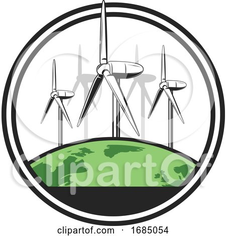 Green Earth and Wind Turbines by Vector Tradition SM