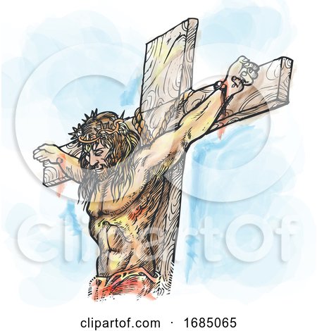 Jesus Watercolor Hand Draw by Domenico Condello