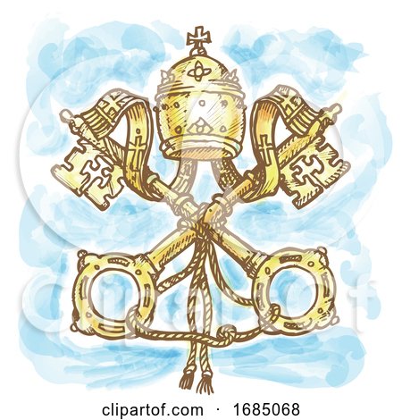 Vatican Symbol Watercolor Hand Drawn by Domenico Condello