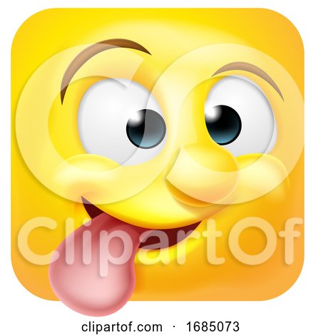 Square Emoticon Sticking His Tongue out by AtStockIllustration