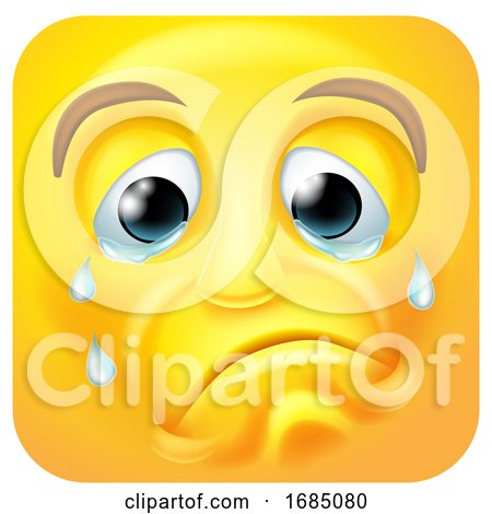 Crying Square Emoticon by AtStockIllustration