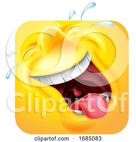 Square Emoticon Laughing and Crying by AtStockIllustration