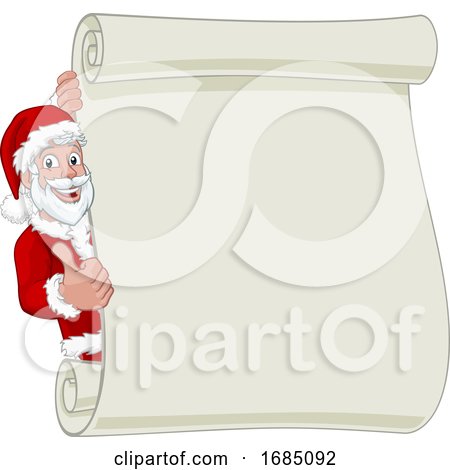 Young Santa Christmas Scroll Sign Thumbs up by AtStockIllustration