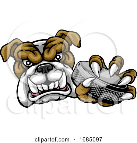 Bulldog Ice Hockey Player Animal Sports Mascot by AtStockIllustration