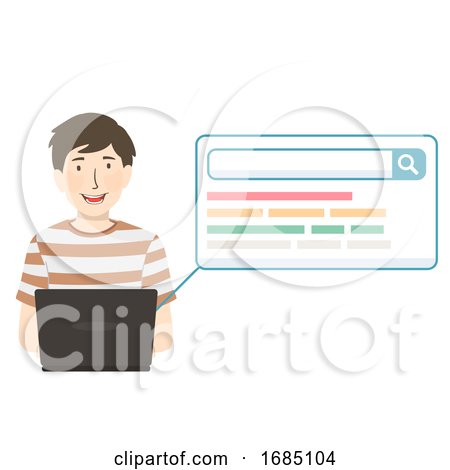 Teen Guy Laptop Search Illustration by BNP Design Studio