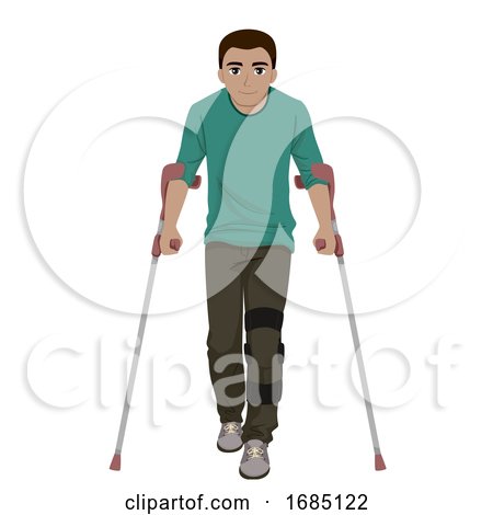 Teen Boy with Special Need Leg Brace Illustration by BNP Design Studio
