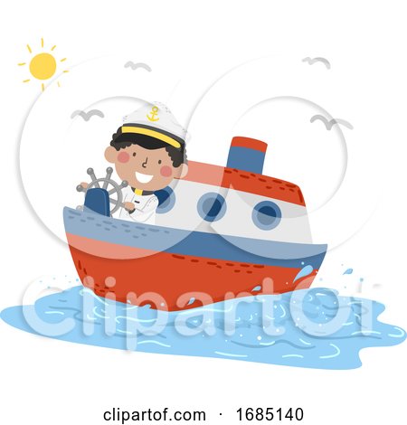 Kid Boy Travel Captain Ferry Illustration by BNP Design Studio