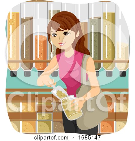 Teen Girl Bulk Shopping Jar Illustration by BNP Design Studio