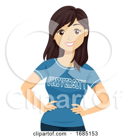 Teen Girl University Shirt Illustration by BNP Design Studio