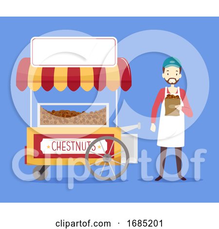 Man Chestnut Cart Illustration by BNP Design Studio