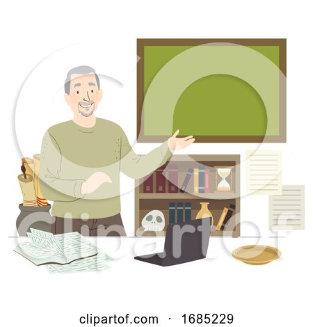 Man Senior History Teacher Illustration by BNP Design Studio