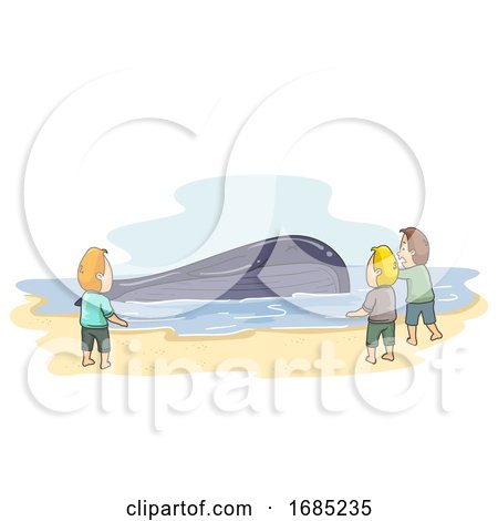Shore Whale Floating Man Illustration by BNP Design Studio
